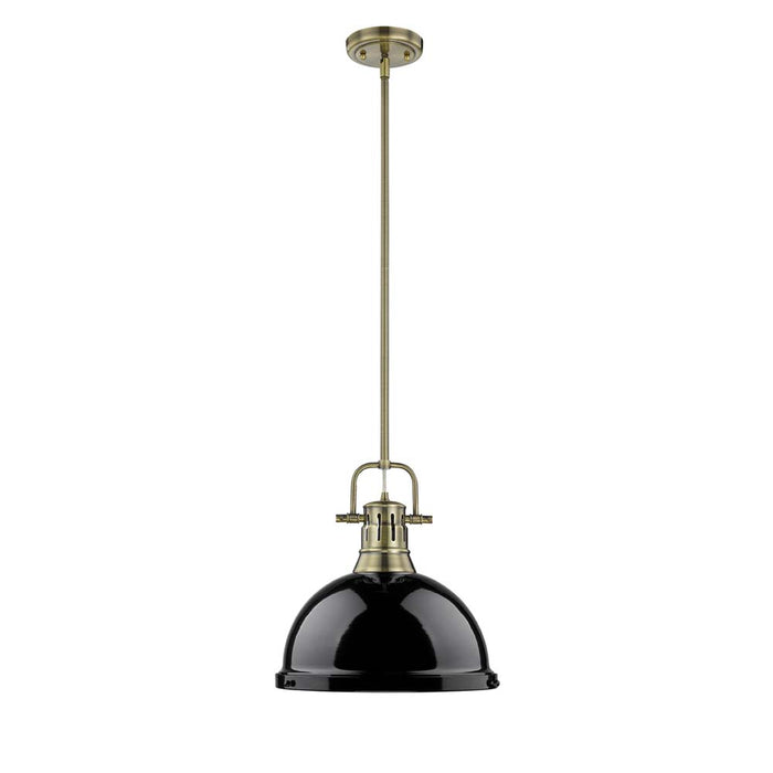 Golden - 3604-L AB-BK - One Light Pendant - Duncan - Aged Brass
