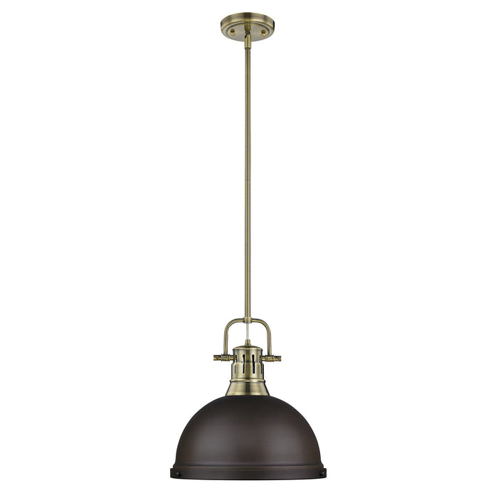 Golden - 3604-L AB-RBZ - One Light Pendant - Duncan - Aged Brass