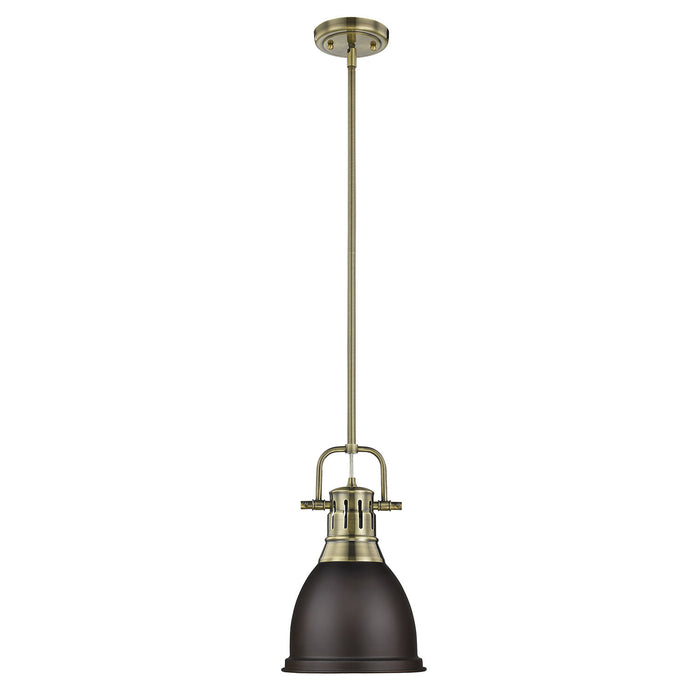 Golden - 3604-S AB-RBZ - One Light Pendant - Duncan - Aged Brass