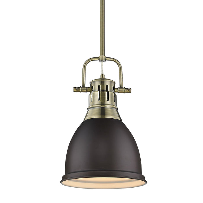 Golden - 3604-S AB-RBZ - One Light Pendant - Duncan - Aged Brass