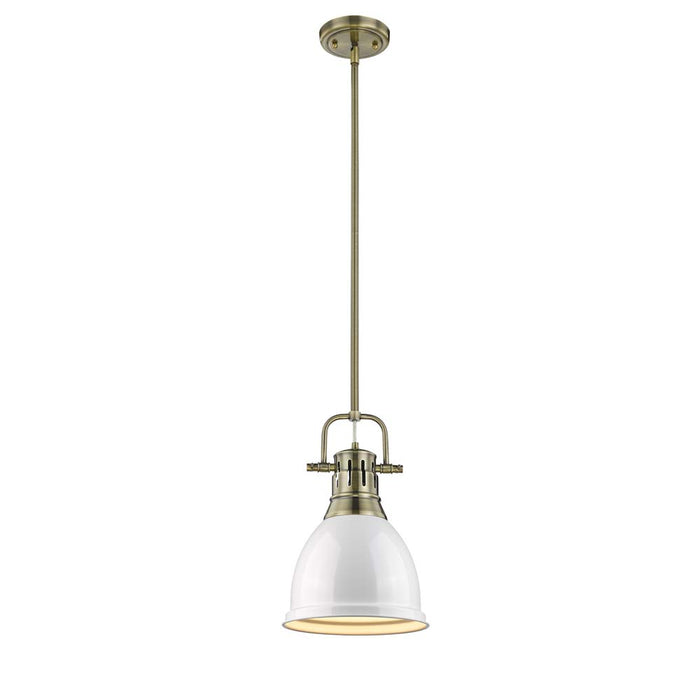 Golden - 3604-S AB-WH - One Light Pendant - Duncan - Aged Brass