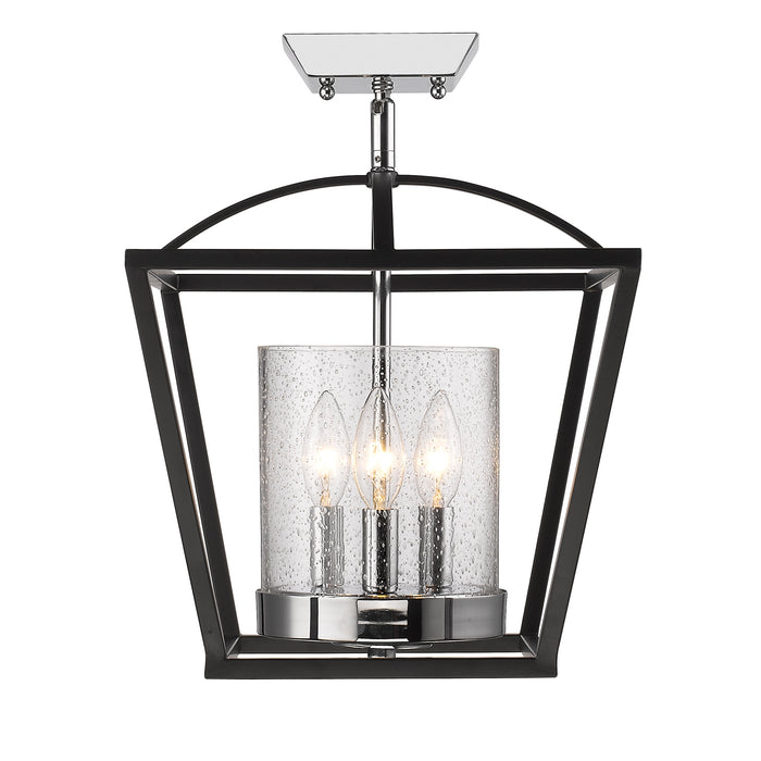 Golden - 4309-SF BLK-SD - Three Light Semi-Flush Mount - Mercer - Matte Black