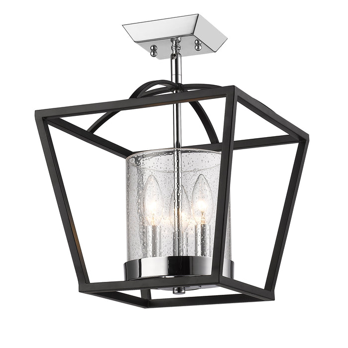 Golden - 4309-SF BLK-SD - Three Light Semi-Flush Mount - Mercer - Matte Black