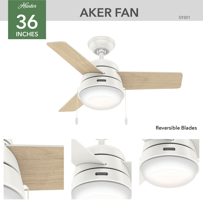 Aker 36" Ceiling Fan-Fans-Hunter-Lighting Design Store