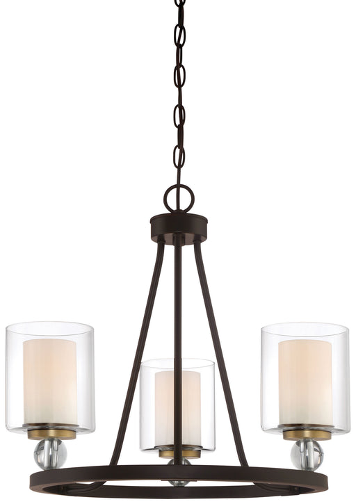 Minka-Lavery - 3077-416 - Three Light Chandelier - Studio 5 - Painted Bronze w/Natural Brushed Brass
