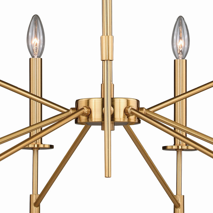 Vaxcel - H0180 - Nine Light Chandelier - Kedzie - Natural Brass