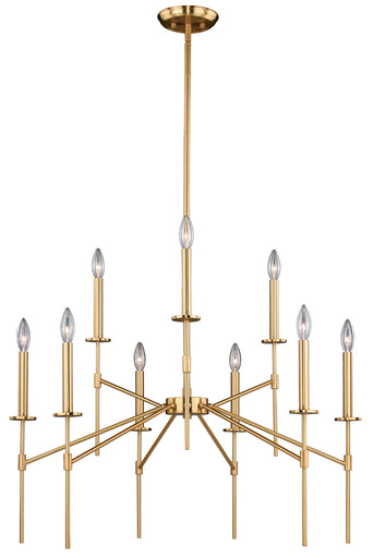 Kedzie Nine Light Chandelier Natural Brass