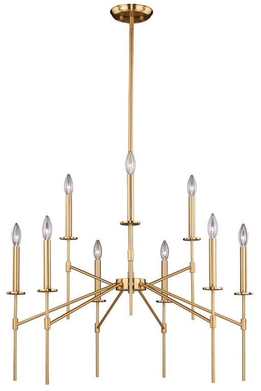 Vaxcel - H0180 - Nine Light Chandelier - Kedzie - Natural Brass
