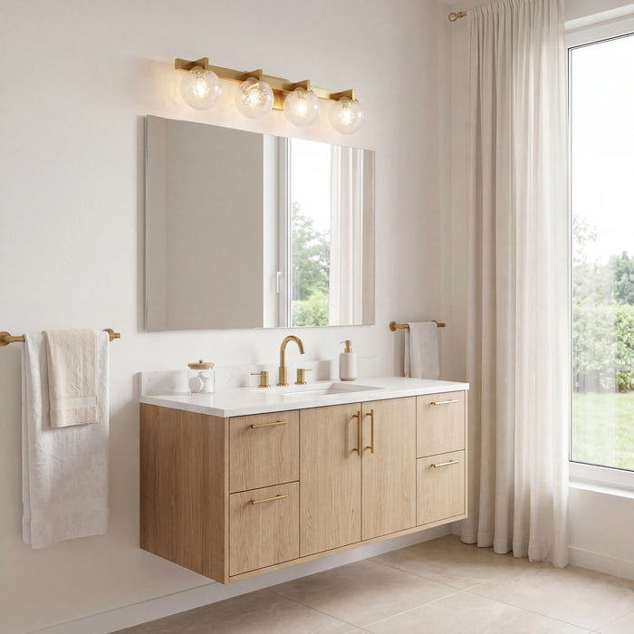 Darien Four Light Bathroom Vanity Warm Brass