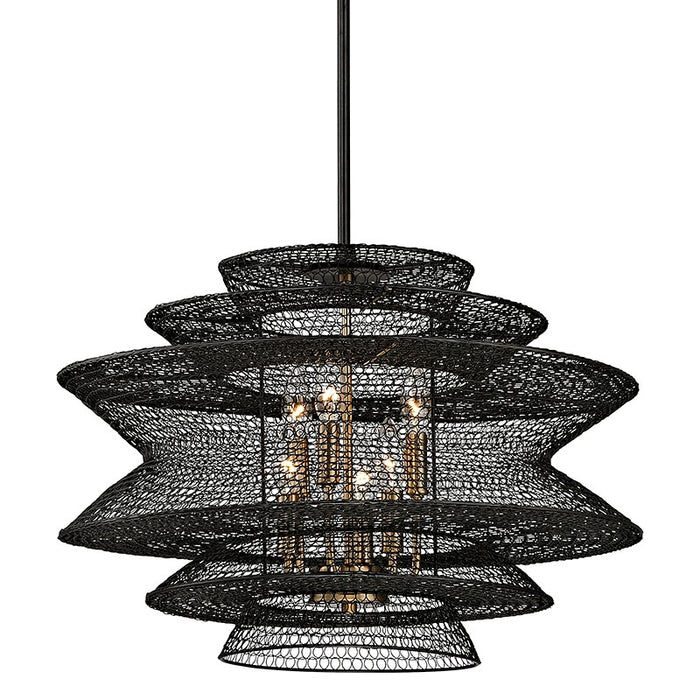 Troy Lighting - F6016-SBK - Six Light Pendant - Kokoro - Soft Black