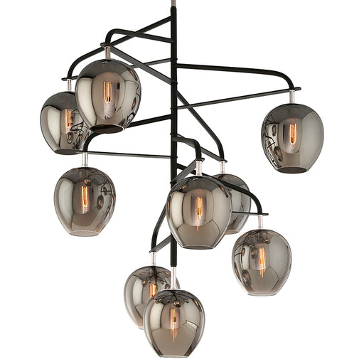 Odyssey Nine Light Chandelier Carbide Black Polished Nickel