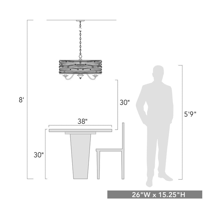 Golden - 1993-5 PG - Five Light Chandelier - Joia - Peruvian Gold