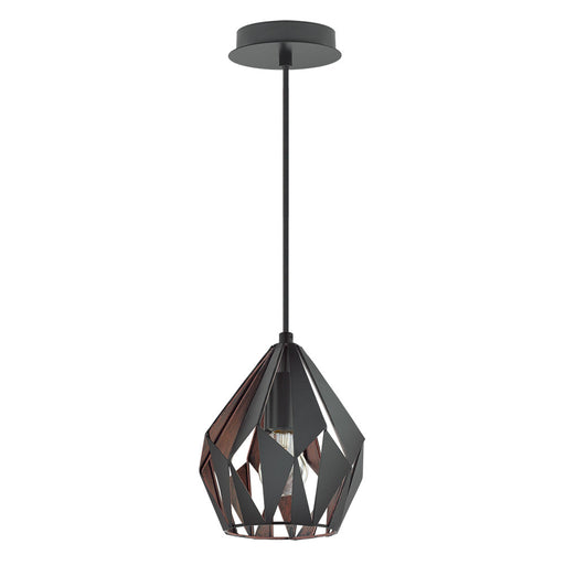 Carlton One Light Pendant Matte Black & Copper