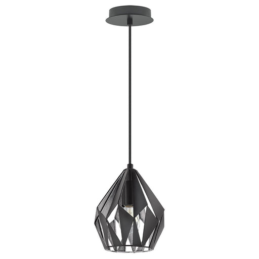 Carlton One Light Pendant Matte Black & Silver