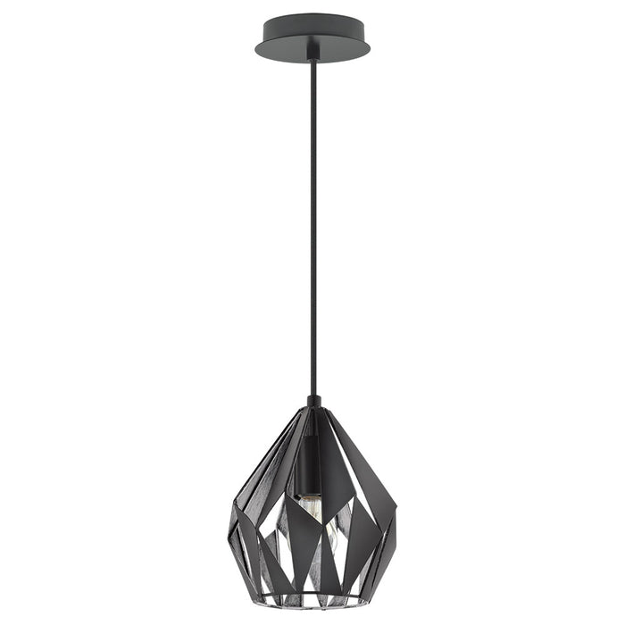 Eglo USA - 202035A - One Light Pendant - Carlton - Matte Black & Silver