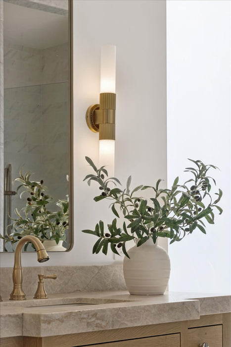 Rue Two Light Vanity Brushed Gold-Bathroom Fixtures-Alora-Lighting Design Store
