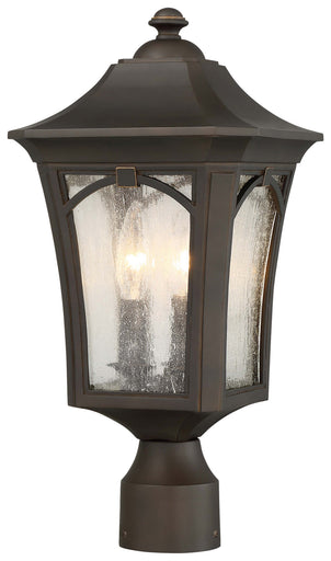 Solida Three Light Outdoor Post Mount Oil Rubbed Bronze w/Gold Highlights