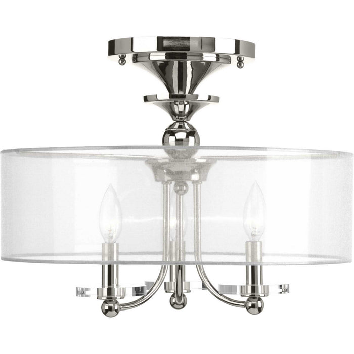 Progress Lighting - P350029-104 - Three Light Semi-Flush Convertible - Marche' - Polished Nickel