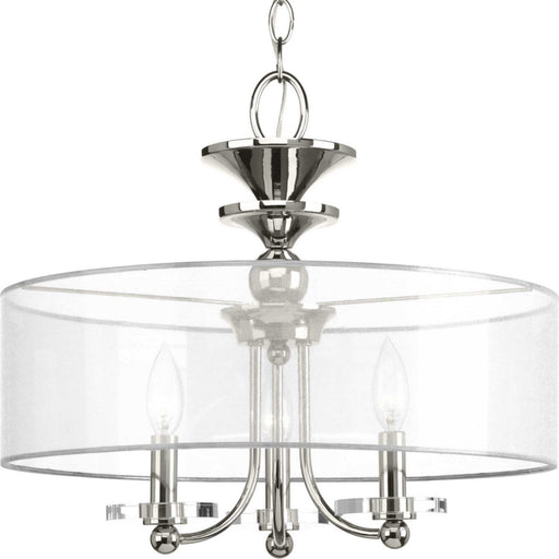 Marche' Three Light Semi-Flush Convertible Polished Nickel