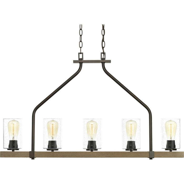 Progress Lighting - P400055-020 - Five Light Linear Chandelier - Barnes Mill - Antique Bronze