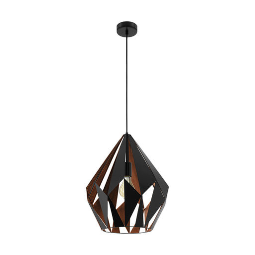 Carlton One Light Pendant Matte Black/ Copper