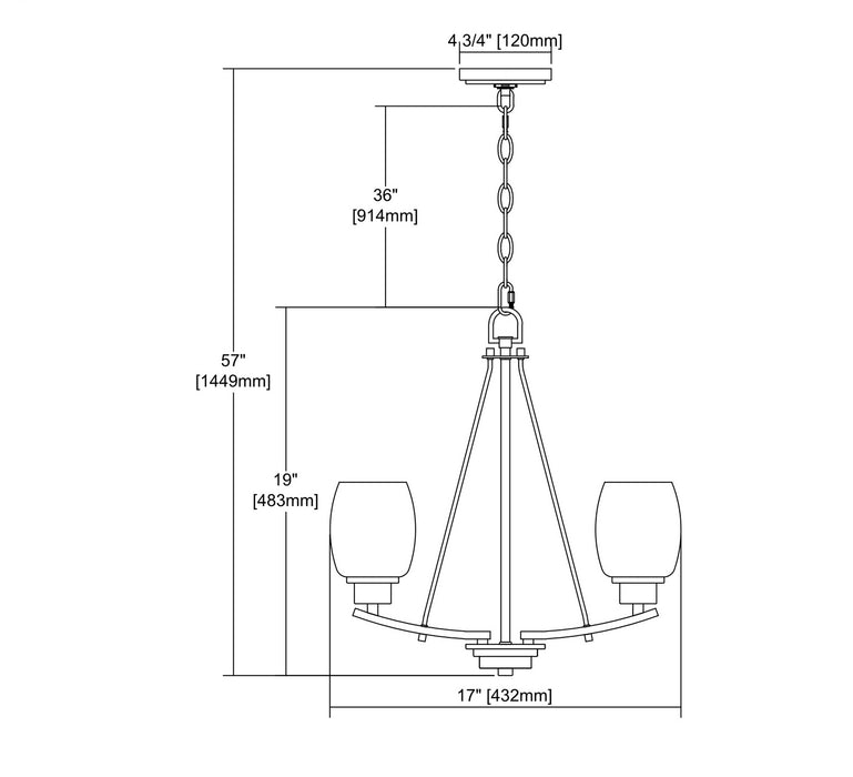 ELK Home - CN170322 - Three Light Chandelier - Casual Mission - Brushed Nickel