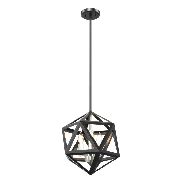 DVI Lighting - DVP29520SN/GR - Three Light Pendant - Polygon - Satin Nickel/Graphite
