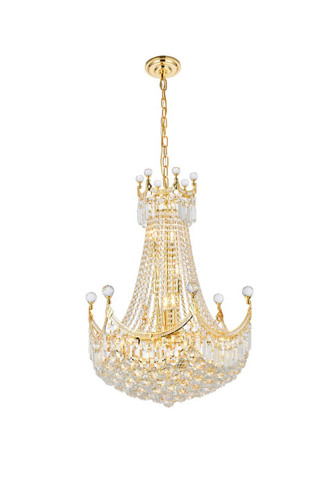 Corona 15 Light Chandelier Gold-Mid. Chandeliers-Elegant Lighting-Lighting Design Store