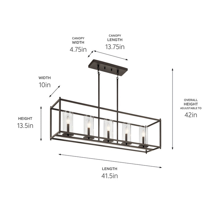 Kichler - 43995OZ - Five Light Linear Chandelier - Crosby - Olde Bronze