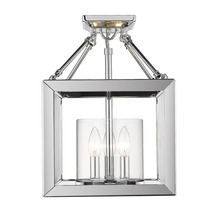 Golden - 2074-SF CH-CLR - Three Light Semi-Flush Mount - Smyth - Chrome