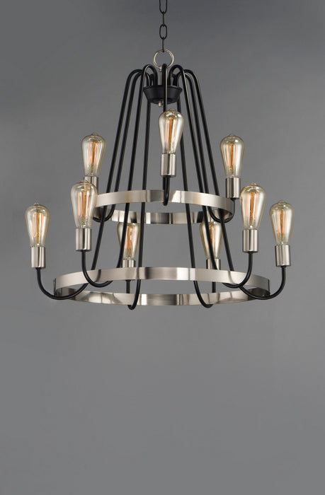 Maxim - 11737BKSN - Nine Light Chandelier - Haven - Black / Satin Nickel