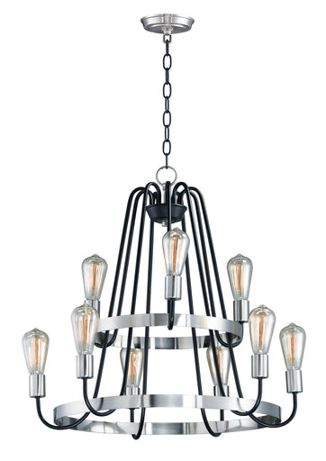Haven Nine Light Chandelier Black / Satin Nickel