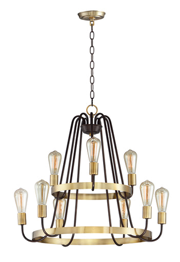 Haven Nine Light Chandelier Oil Rubbed Bronze / Antique Brass
