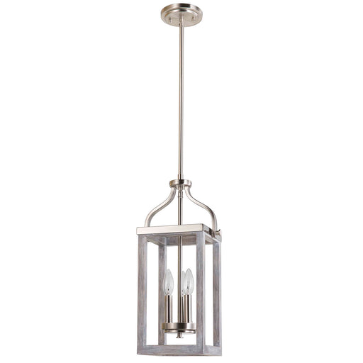 Montrose Three Light Pendant Acia Wood & Brushed Nickel