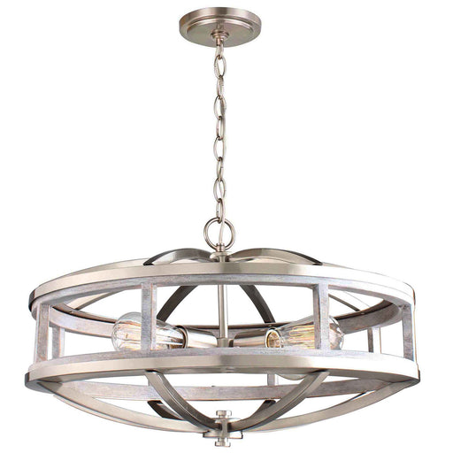 Montrose Four Light Chandelier Acia Wood & Brushed Nickel