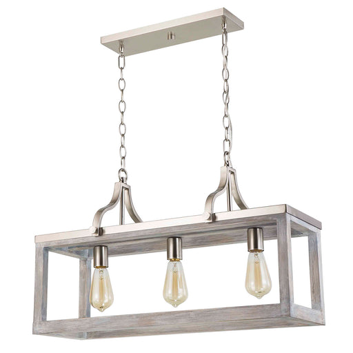 Montrose Three Light Linear Pendant Acia Wood & Brushed Nickel