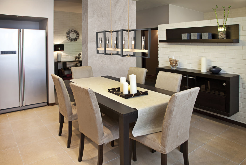 DVI Lighting - DVP30202VBR+GR-CL - Six Light Linear Pendant - Blairmore - Venetian Brass/Graphite w/Clear Glass