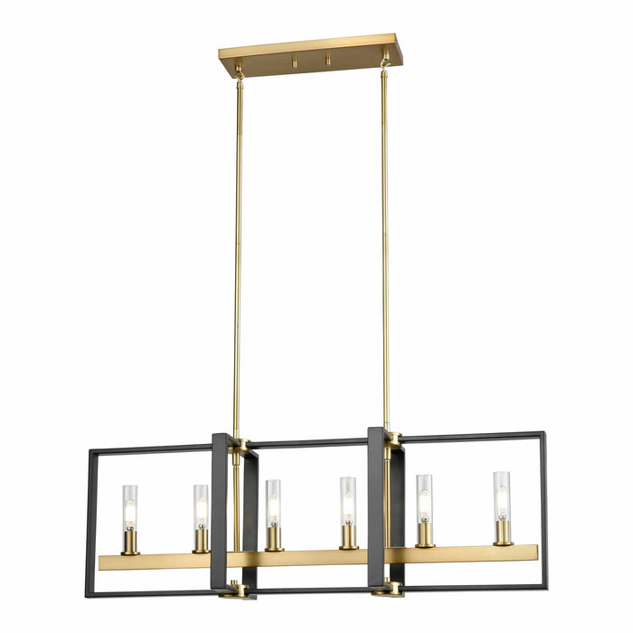 DVI Lighting - DVP30202VBR+GR-CL - Six Light Linear Pendant - Blairmore - Venetian Brass/Graphite w/Clear Glass