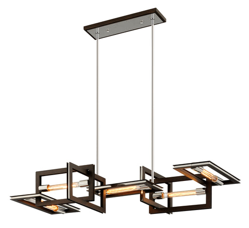 Troy Lighting - F6185-TBZ/SS - Five Light Linear Pendant - Enigma - Bronze With Polished Stainless