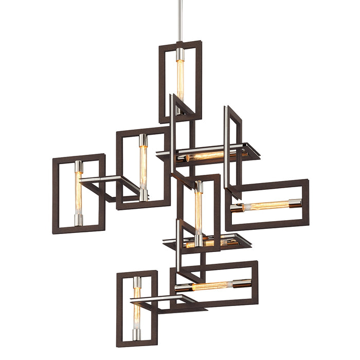 Troy Lighting - F6189-TBZ/SS - Nine Light Chandelier - Enigma - Bronze With Polished Stainless