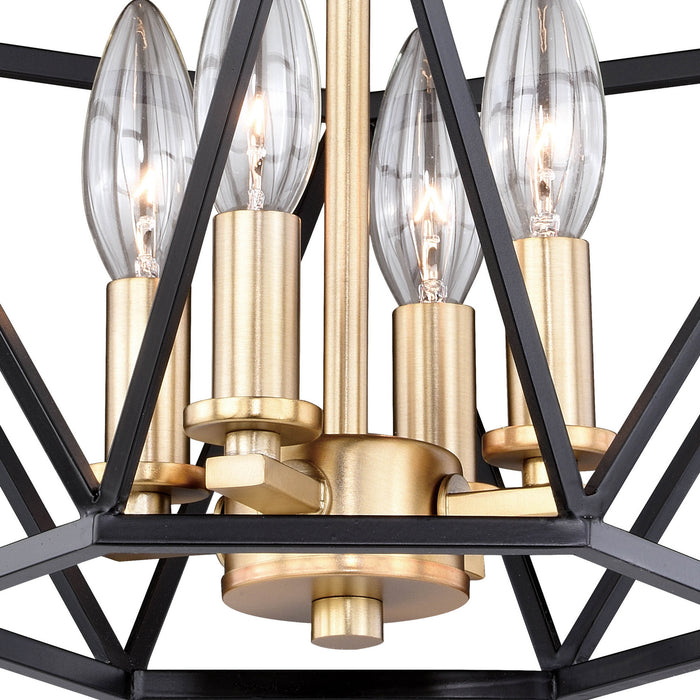 Vaxcel - C0174 - Four Light Semi Flush Mount - Turin - Noble Bronze and Natural Brass