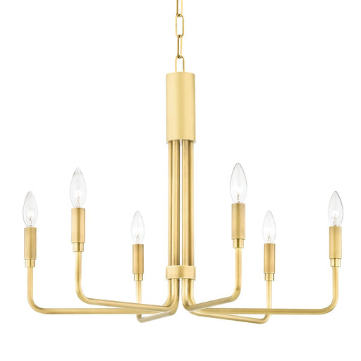 Brigitte Six Light Chandelier Aged Brass