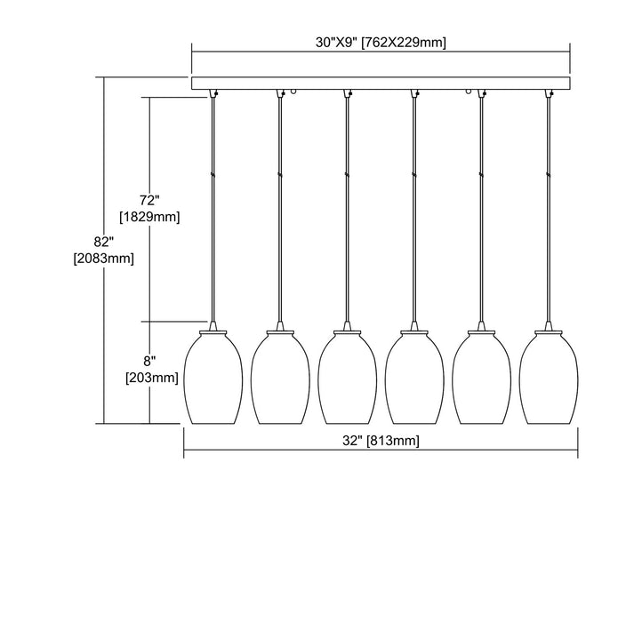 ELK Home - 10930/6RC - Six Light Pendant - Villiska - Satin Nickel