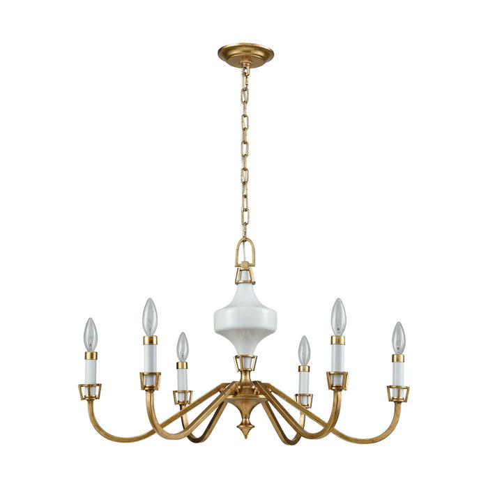 ELK Home - 33053/6 - Six Light Chandelier - Ceramique - Antique Gold Leaf