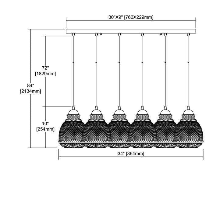 ELK Home - 56590/6RC - Six Light Pendant - Victoriana - Polished Chrome