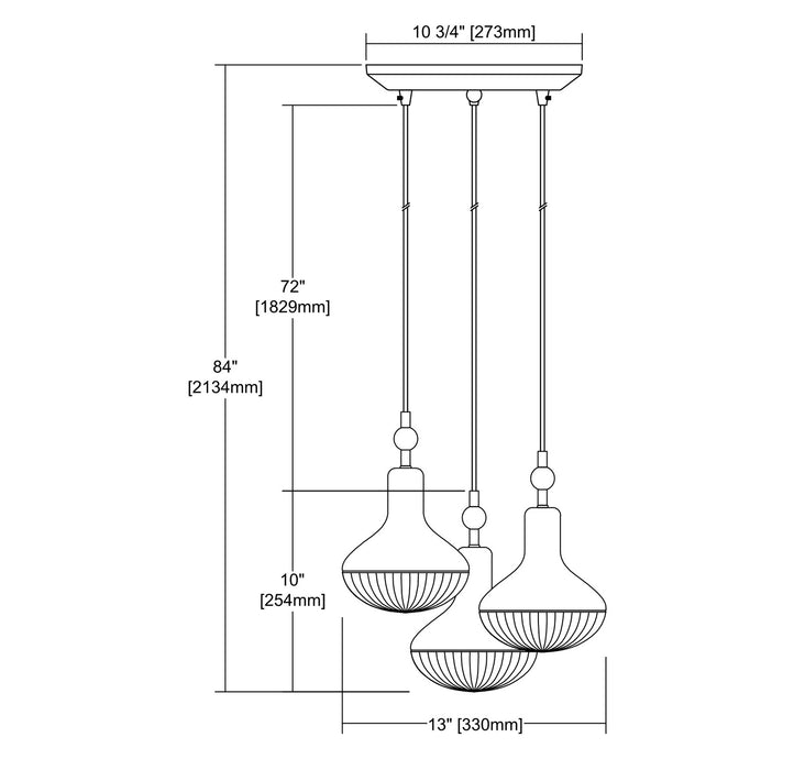 ELK Home - 56623/3 - Three Light Pendant - Ravette - Polished Chrome