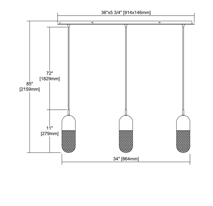 ELK Home - 56661/3LP - Three Light Pendant - Capsula - Polished Chrome