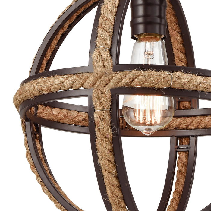 ELK Home - 63063-1 - One Light Mini Pendant - Natural Rope - Oil Rubbed Bronze