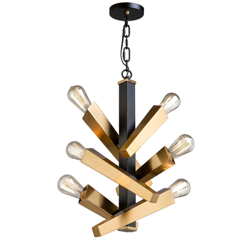 Olympia Six Light Chandelier Black & Satin Brass