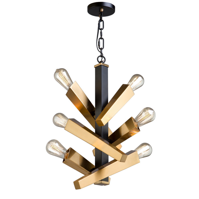 Artcraft - AC11157 - Six Light Chandelier - Olympia - Black & Satin Brass